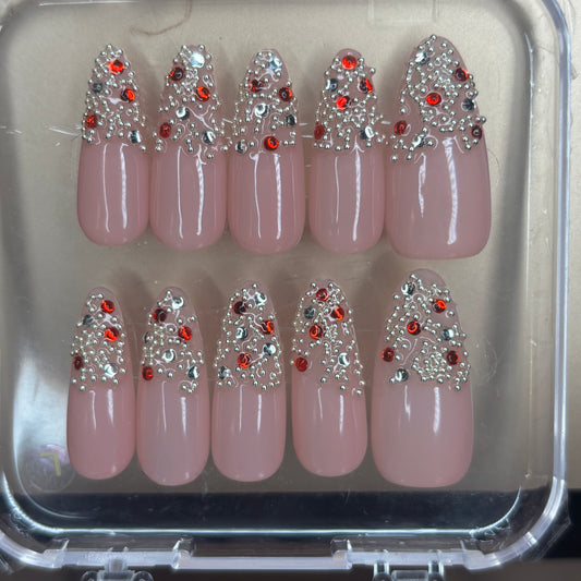 Rhinestone Acrylic Press on Nails