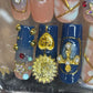 Blue and Gold Acrylic Press on Nails