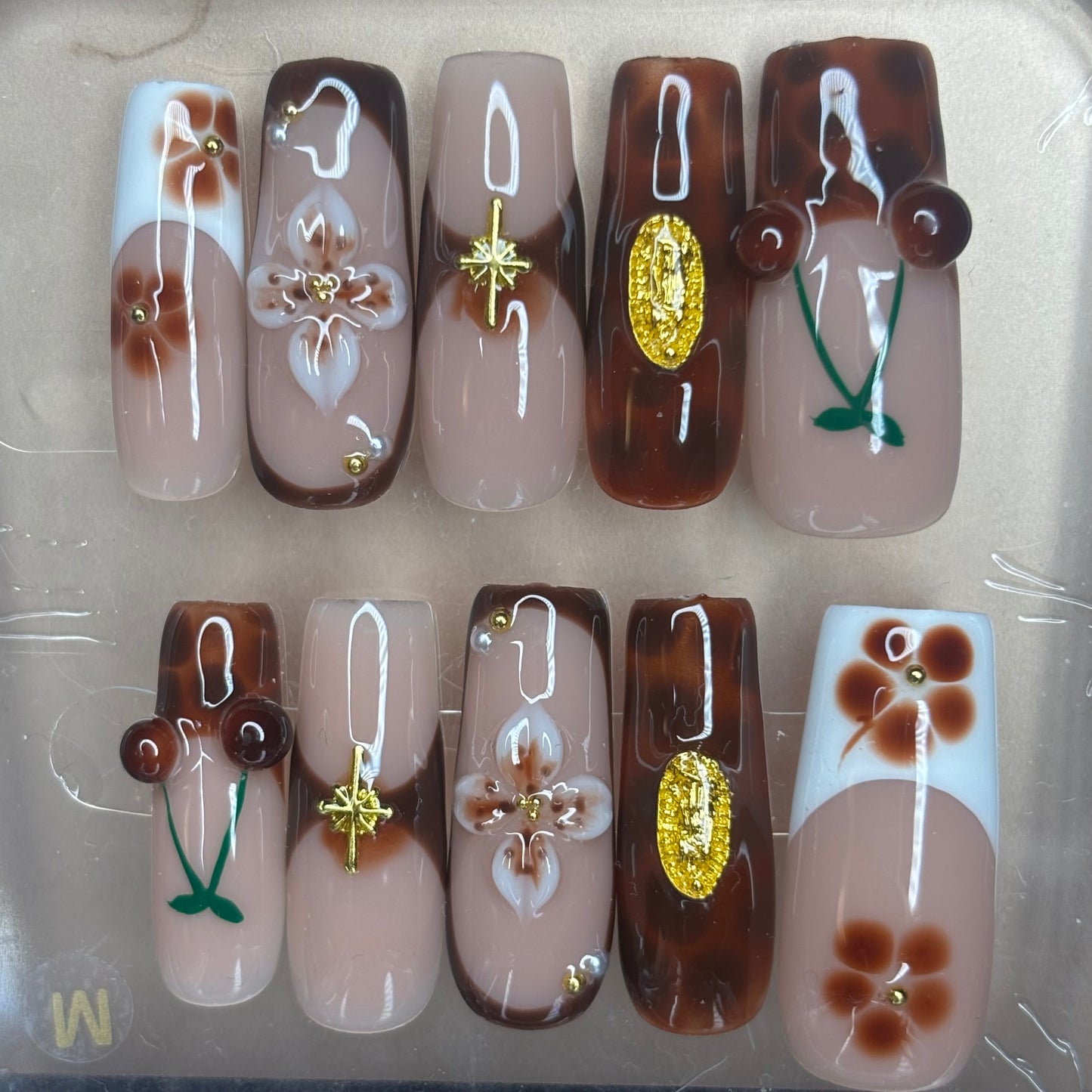Brown Acrylic Press on Nail Set